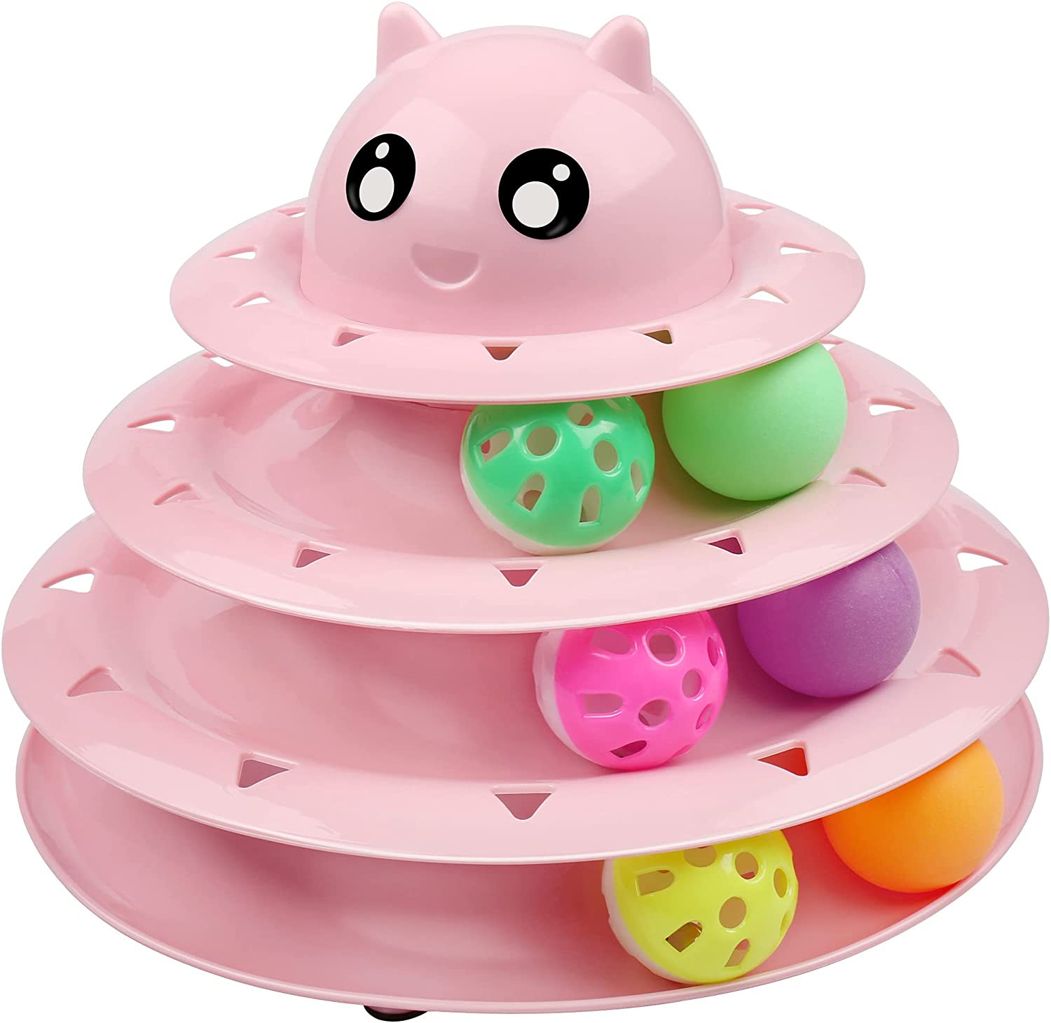Cat Toy Roller 3-Level Turntable Cat Toy Balls with Six Colorful Balls Interacti