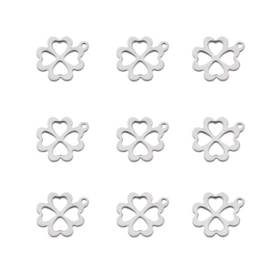 5 Stck. Vierblättriges Kleeblatt Charms Edelstahl Anhänger 15x13mm für Hänger Schmuck