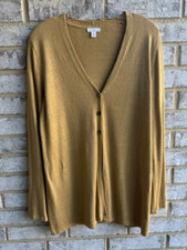 J. Jill Long Sleeve Linen Blend V-Neck Cardigan Sweater Women's Size M