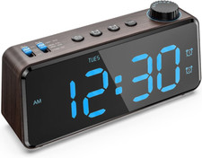 ANJANK Bedside Radio Alarm Clock - 0-100% Dimmer, Dual Alarm with Weekday or Wee