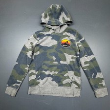 Eddie Bauer Boys Camo Hoodie 10/12 Green Kangaroo Pocket Pullover Sweatshirt