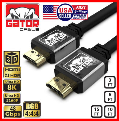 8K HDMI Cable 2.1 UHD HDTV 3D 2160P HDR 60Hz 48Gbps Dolby HDCP 2.2 RGB 4:4:4