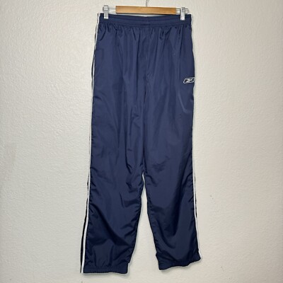 Vintage Reebok Track Pants L Women Blue Active Ankle Zip Logo