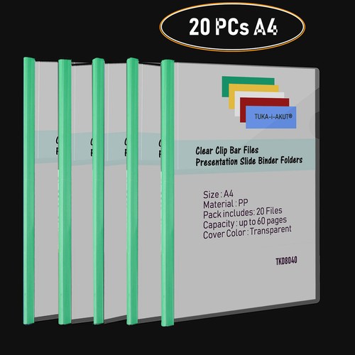 20er A4 Clip Bar Slide Binders Schiebeleiste Cover PP Files Folders Grün TKD8040 - Bild 2 von 10