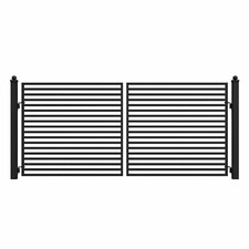 ALEKO Milan Style Dual Swing Galvanized Steel Driveway Gate 12 feet Black