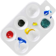 6-Well Plastic Rectangular Artist Painting Palette - Paint Color Mixing Tray - A