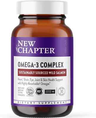 New Chapter Omega-3 Complex, Fish Oil Supplement Wild Alaskan Salmon for Heart, 