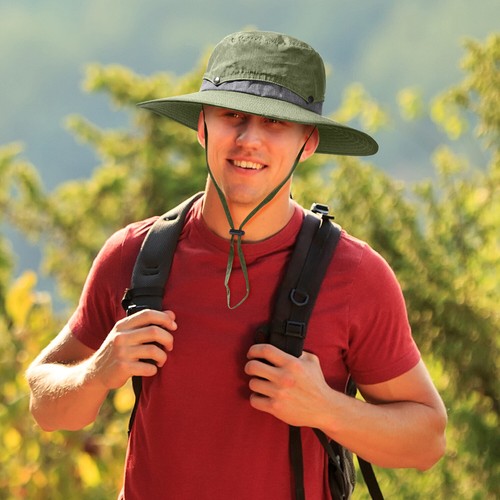 Wide Brim Sun Hat Breathable Bucket Cap Summer Fishing UV Protection Men Women - Picture 6 of 9