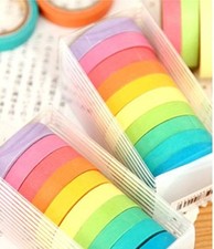 10-Pack Rainbow Writable Washi Tape Set   Colorful Adhesive Craft  Masking Tape