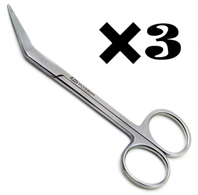 3× Universal Micro Iris Scissors Angled 4.5'' Sharp/Sharp Premium Instruments