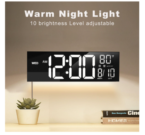 LED Digital Alarm Clock Wall Desk Alarm Remote Control Large Digital Display 16" - Picture 8 of 9