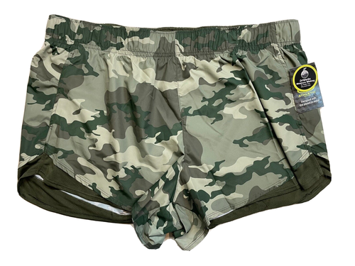 Athletic Works Womens Size XL 16-18 Green Camo Running Shorts With Liner