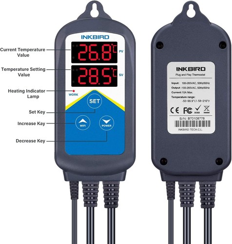 Inkbird Digital Waterproof Probe Temp Controller Thermostat Heat Cool Fish Tank - Picture 22 of 24
