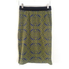 Anthropologie Maeve Medallion Knit Jacquard Pencil Skirt Blue Green