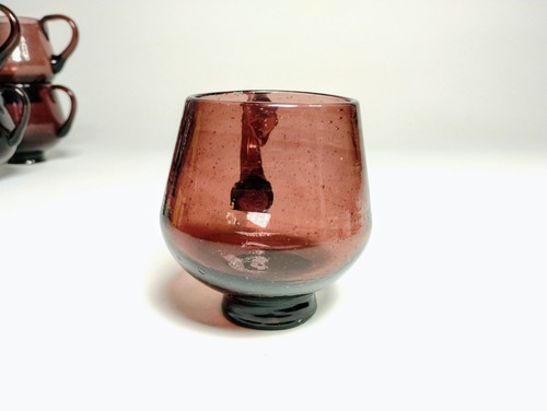 Vintage MCM Hand Blown Amethyst Glass 8 oz Mugs Set of 8 with Rough Pontil Marks - Picture 19 of 20