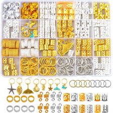 292 Pcs Gold Silver Hair Jewelry for Braids Hair Charms