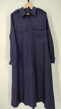 Quince Women 100% Silk Twill Utility Shirt Dress Deep Navy Basic Sleeved M