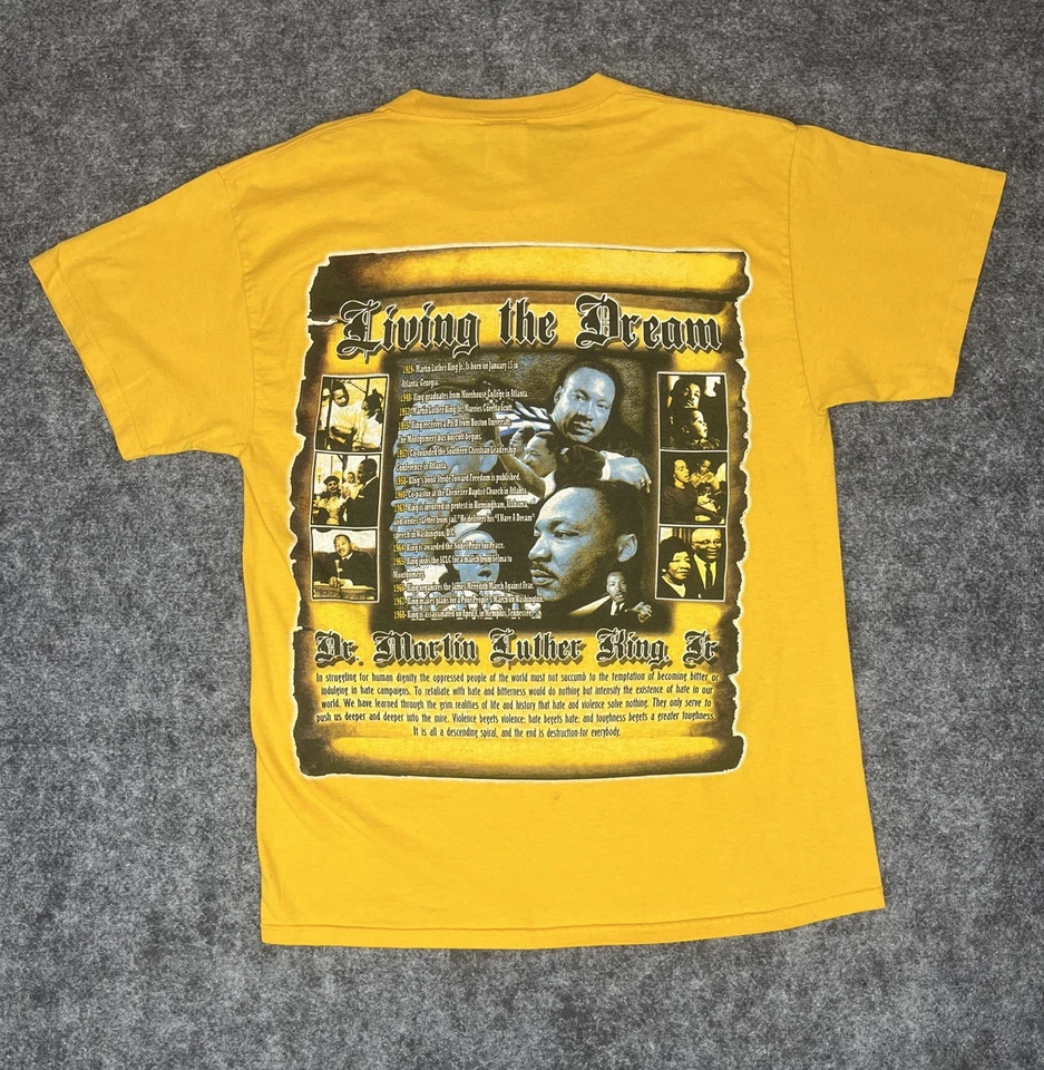 Camiseta De Colección Y2K Martin Luther King Rap Estilo Amarillo Gráfico Camiseta Mediana MLK Foto 4 de 4