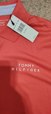 NWT Tommy Hilfiger Mens XL Short Sleeve Pique Polo Shirt Coral Red Logo Flag