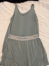 Tommy John Second Skin Ribbed Pajama Set Size S Lt Teal Green