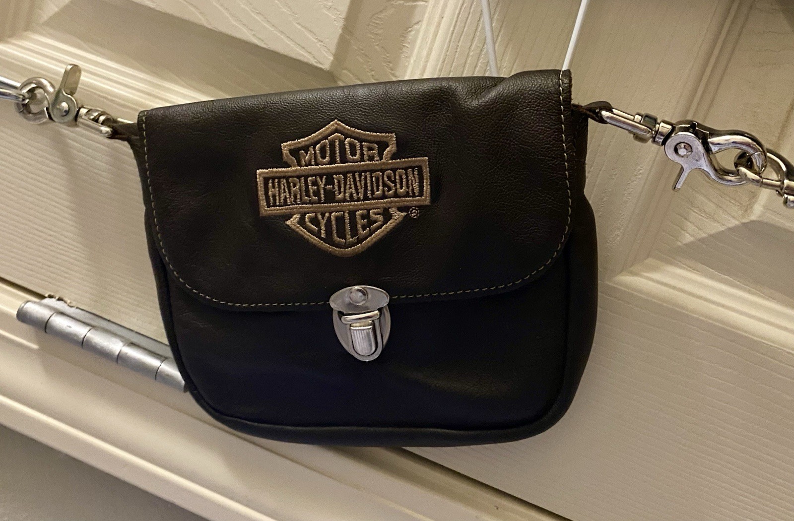 Leather Harley Vest Medium Pouches Pins