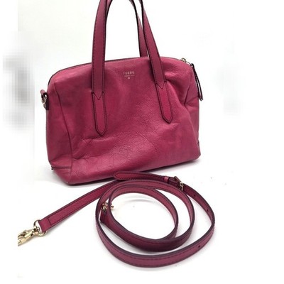 Fossil Sydney Raspberry Berry Pink Satchel Bag Crossbody Leather Bag Purse