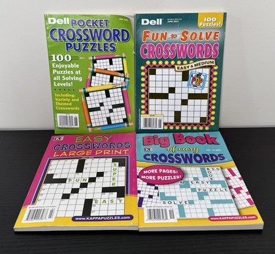 Dell &KAPPA USA Pocket Best Easy Fill-In CROSSWORD Puzzle Books New Lot Of 4
