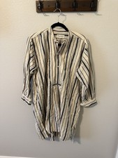 Nili Lotan Dress Sz M navy cream stripe Minimalist Lagenlook Boho dress