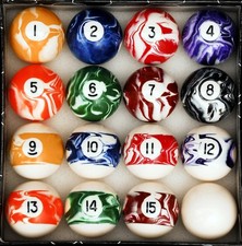 Iszy Billiards Pool Balls - 16 Piece Cue Ball Set for 2 1/4", Marble