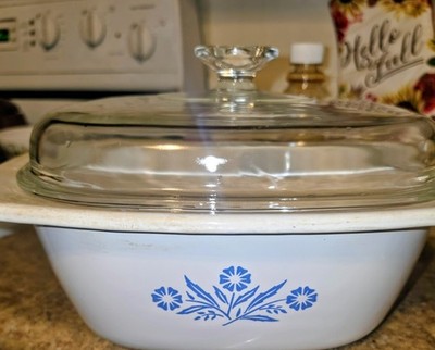 Corning Ware Blue Corn flower Covered Casserole Dutch Oven 4 Qt P-34 B **