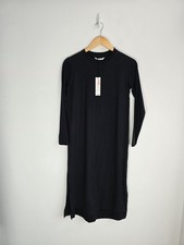 John Lewis Black Midi Dress Womens Casual XS Long Sleeve Cotton New With Tags 