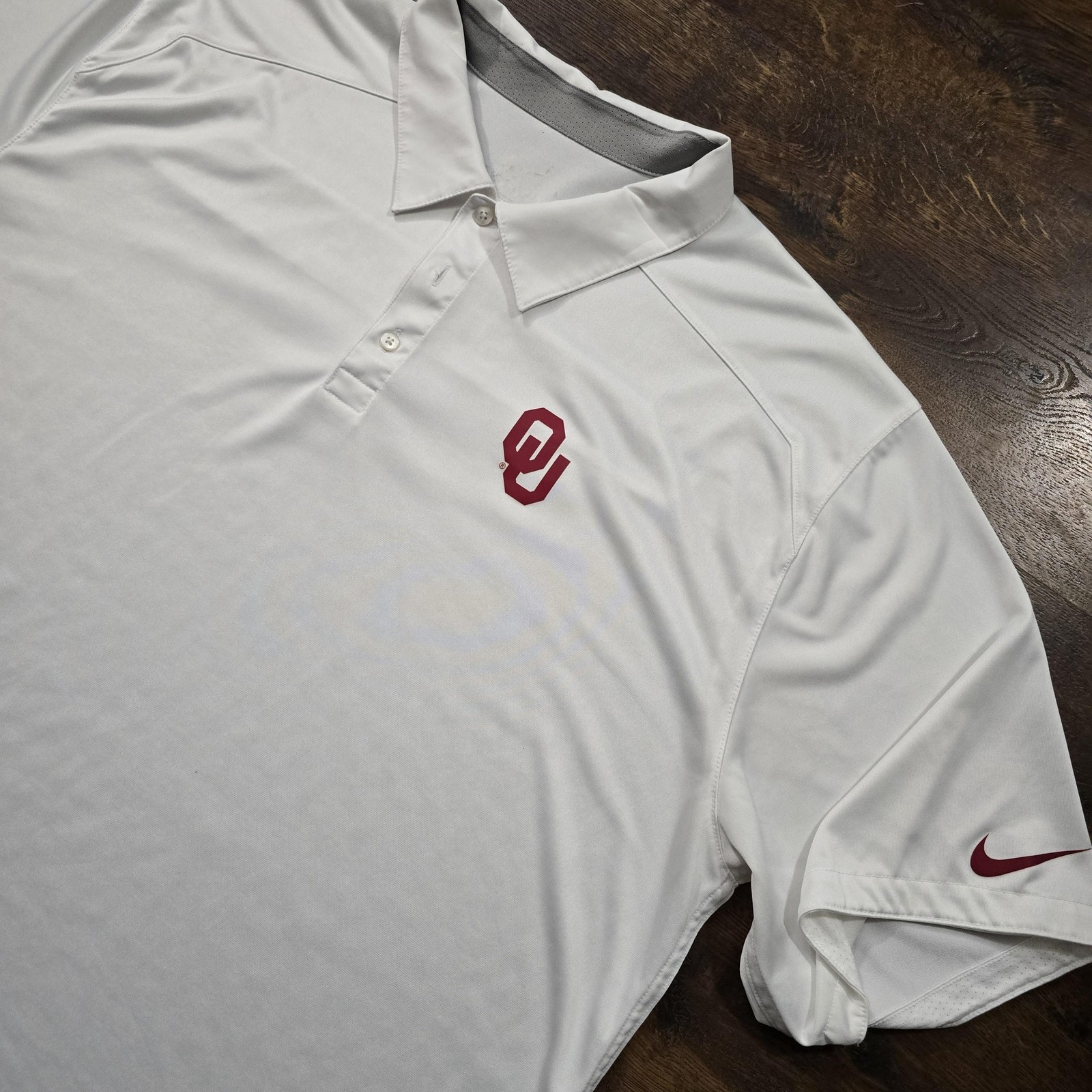 Oklahoma Sooners Shirt Mens XL White NCAA Football Polo Golf Nike Dri Fit