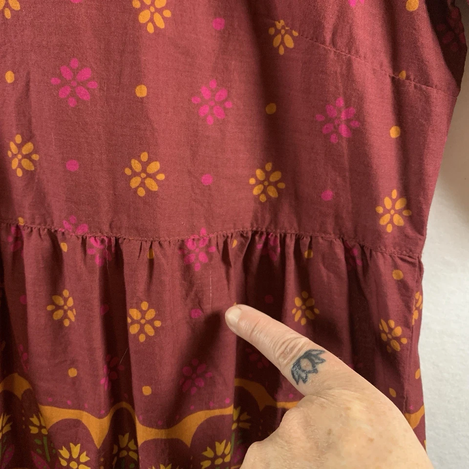 Gudrun Sjoden Womens Lalita Tiered Dress Sz XL Organic Cotton Artisian Boho Folk - Image 4 of 4