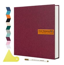 Large Photo Album Self Adhesive Magnetic Scrapbook 40 Pages Linen Cover for 4x6