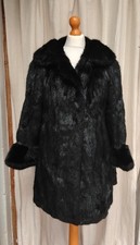 Vintage Faukes Edgbaston black real rabbbit Coney fur coat size 14