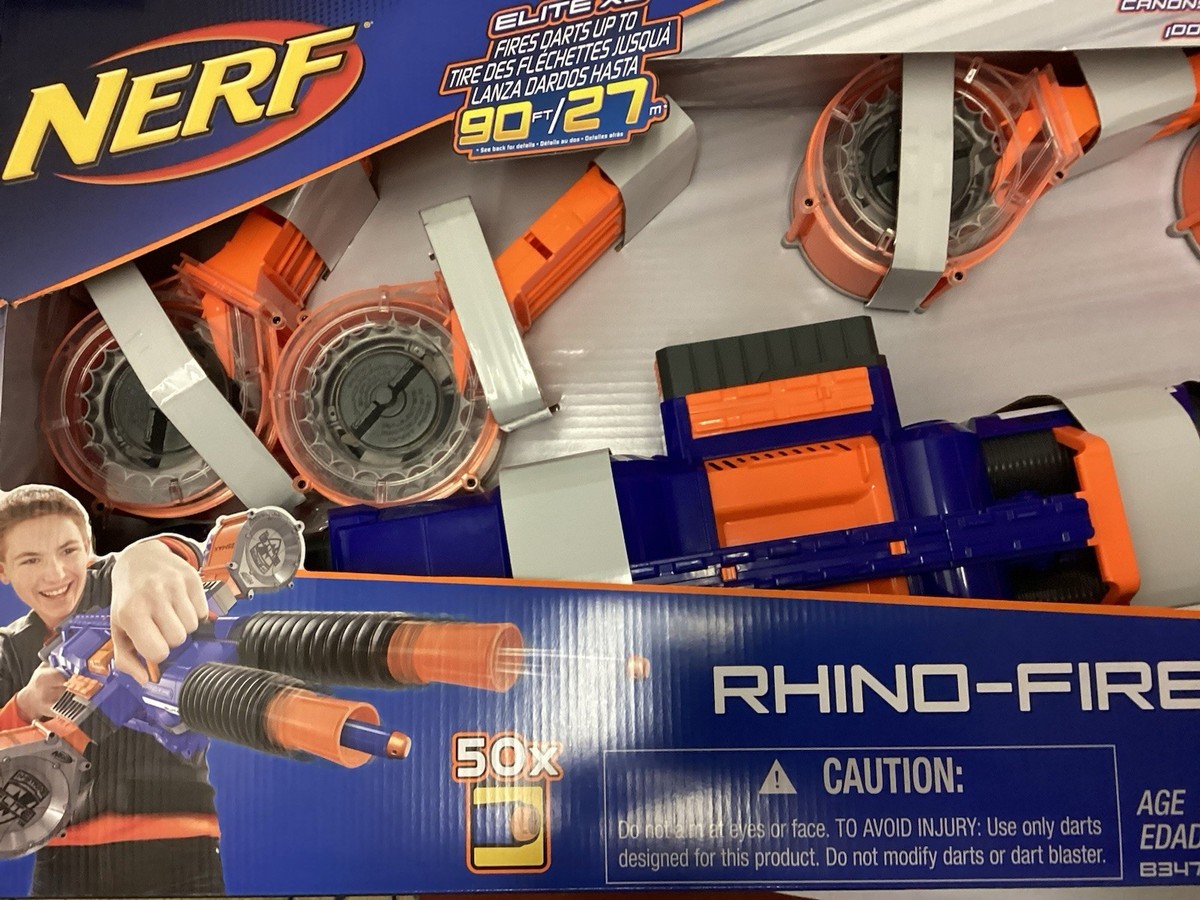 NERF N-strike Elite Blue Rhino Fire Blaster With 100 Darts for