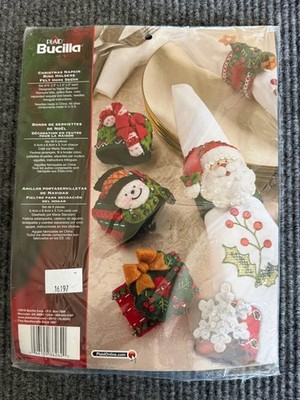 Bucilla Christmas Napkin Ring Kit Set of 6 Felt Holiday Decor 86262 New