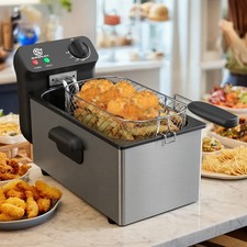 SUPERLEX Edelstahl Fritteuse Frittierkörben öl friteuse Einfach zu Reinigen 3L