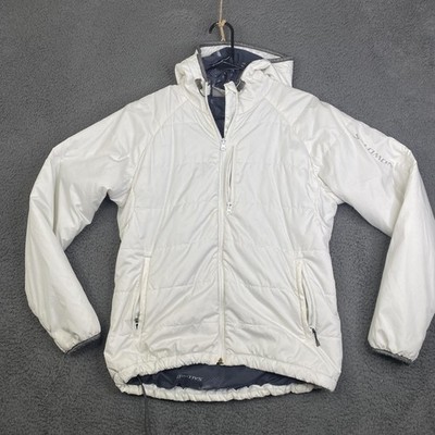 Salomon Jacket Womens Large White Hooded Insulated Quilted Full Zip Outdoor Ski