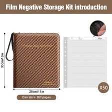 Film Photo Sleeves Zipper Binder Album 50Pages Acid-Free 135 35mm Storage Sheet