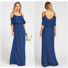 SMYMM Caitlin Ruffle Maxi Dress with Short Lining Size 2XL in Rich Navy Crisp