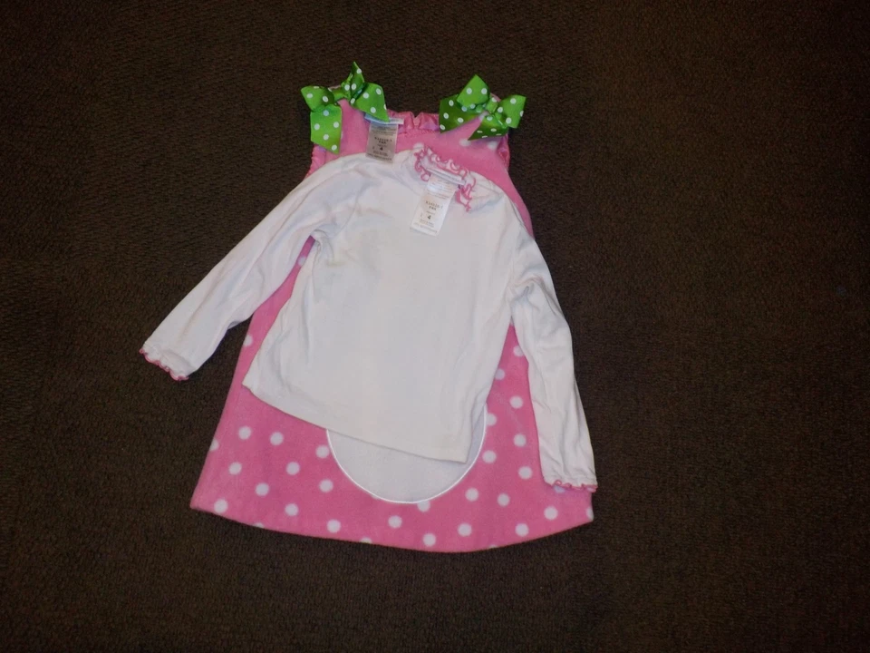 Bonnie Jean Niñas Rosa Lunares Muñeco de Nieve Jersey Vestido 4T Invierno Vacaciones Nieve Difícil de Encontrar Foto 3 de 4