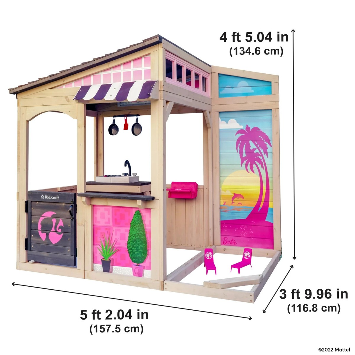 KidKraft Barbie™ Seaside Wooden Outdoor Playhouse with Attachable