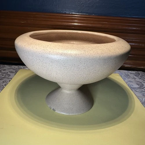 VTG MCM 50s 60s Haeger Pottery Vase Round Footed Matte Tan Planter
