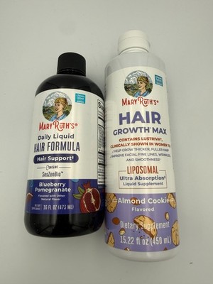 MaryRuth's Liquid Hair Formula Blueberry Pom & Hair Growth Max Almond Cookie Lot