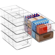 Stackable 6 Pack Snack Organizer for Pantry Shelf,Clear Organizers and Storage