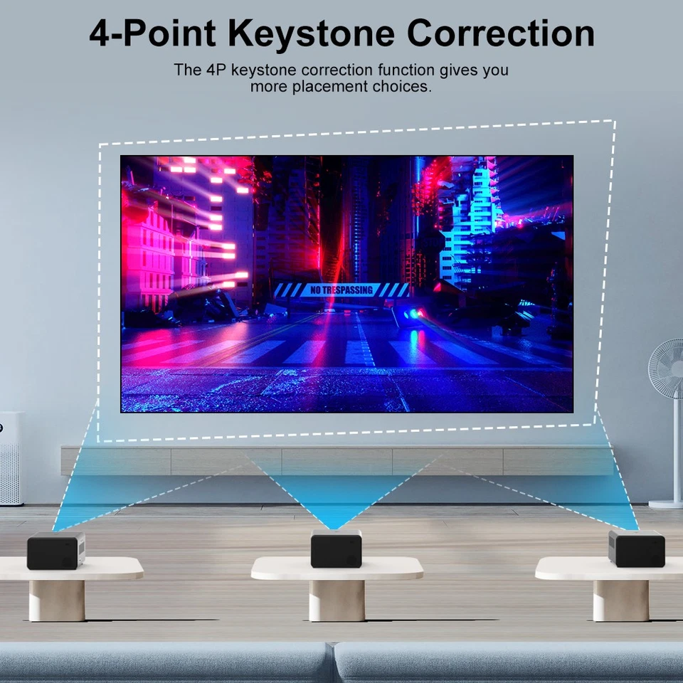 Smart Beamer Projektor 4K Full-HD WiFi Bluetooth HDMI Android TV OS Mini Tragbar - Bild 3 von 4