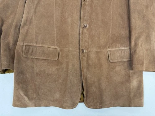 J. Ferrar Men's Brown 100% Genuine Leather Cowboy Jacket XLT Three Button Coat image 5