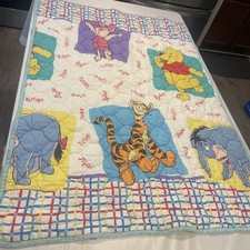 Winnie the Pooh DISNEY Toddler Blanket Quilt Comforter Vintage Little Bedding
