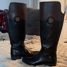TuffRider Black Brown Tall Riding Boots with Decorative Button